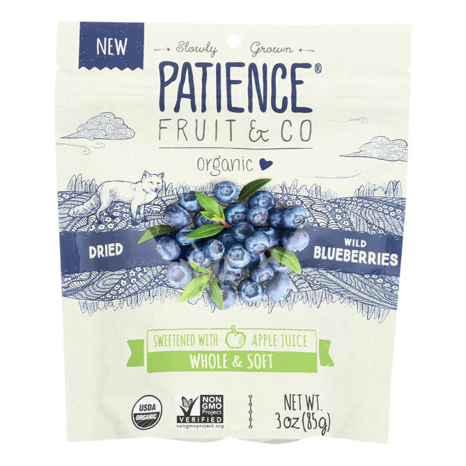 Patience Fruit & Co Organic Dried Wild Blueberries - Case Of 8 - 3 Oz.